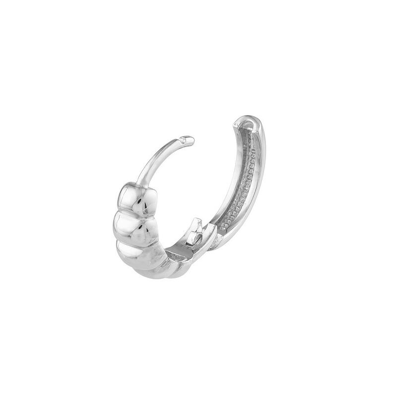 Curata 14k White Gold Cushion Polished HInged Hoop Earrings
