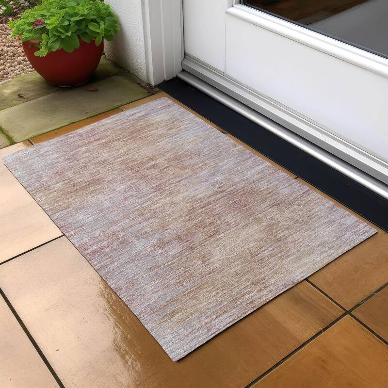 Machine Washable Indoor/ Outdoor Chantille Solid Ombre Rug - 1'8" x 2'6" - Merlot