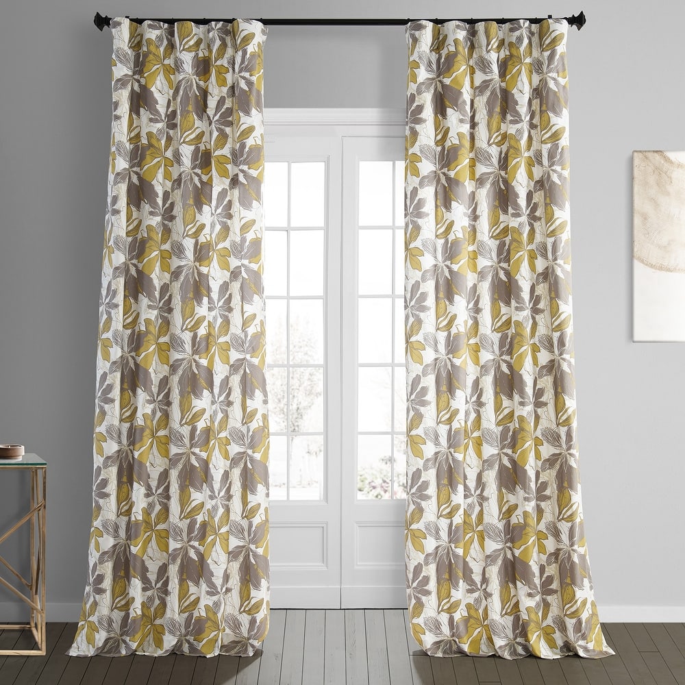 Exclusive Fabrics Autumn Whisper Leaves Printed Cotton Room Darkening Curtains (1 Panel)