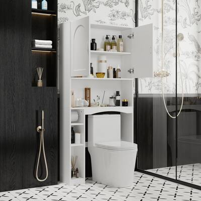 Over The Toilet Cabinet, Double Door Bathroom Storage Organizer - 31.5"Wx66.9"H