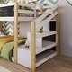 preview thumbnail 4 of 18, Twin over Twin Bunk Bed with White Storage Staircase and Blackboard