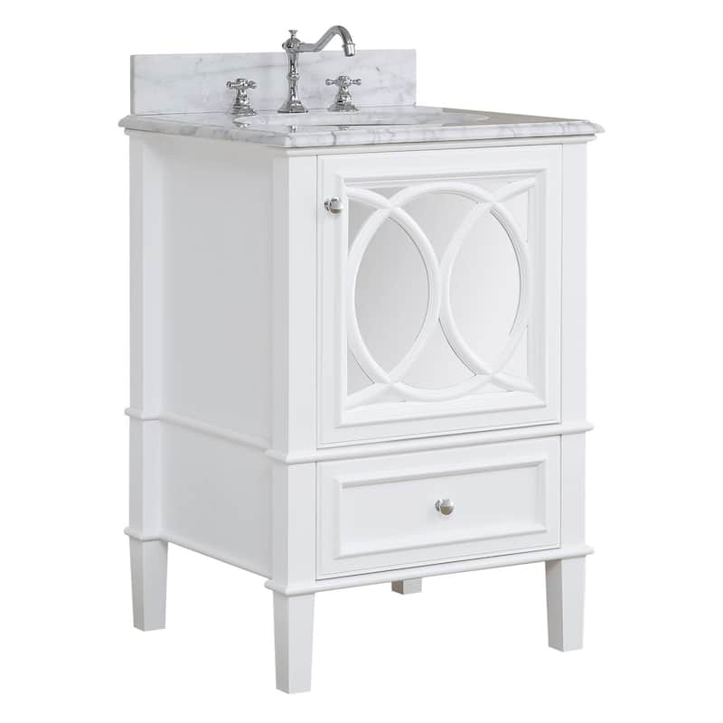 KitchenBathCollection Olivia 24" Bathroom Vanity with Carrara Marble Top
