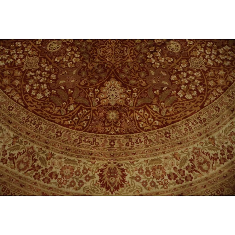 Hand Knotted Oriental 100% Wool Carpet Traditional Floral Oranges & Rust Tabriz Area Rug - 8' 0'' X 8' 0''