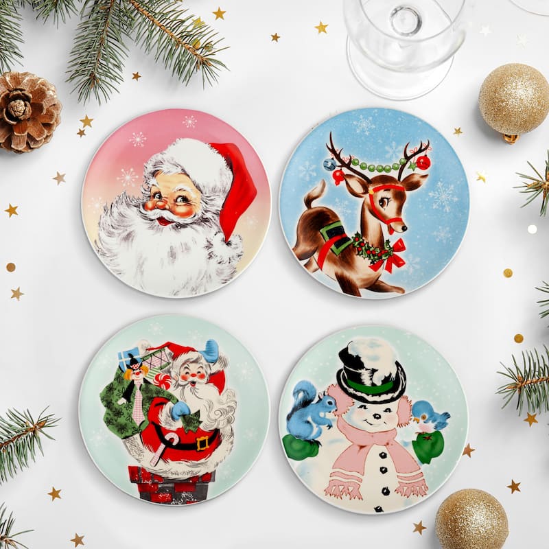 8" Set of 4 Ceramic Pastel Plates
