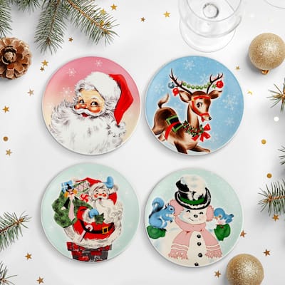 8" Set of 4 Ceramic Pastel Plates