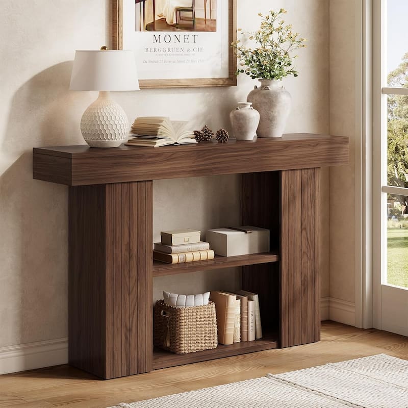 53-inch Console Table for Entryway, 3-Tier Sofa Table Behind Couch