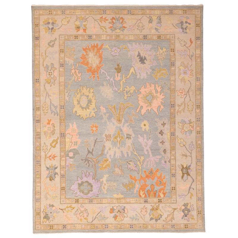 ECARPETGALLERY Hand-knotted Modern Oushak Light Denim Blue Wool Rug - 8'11 x 11'7