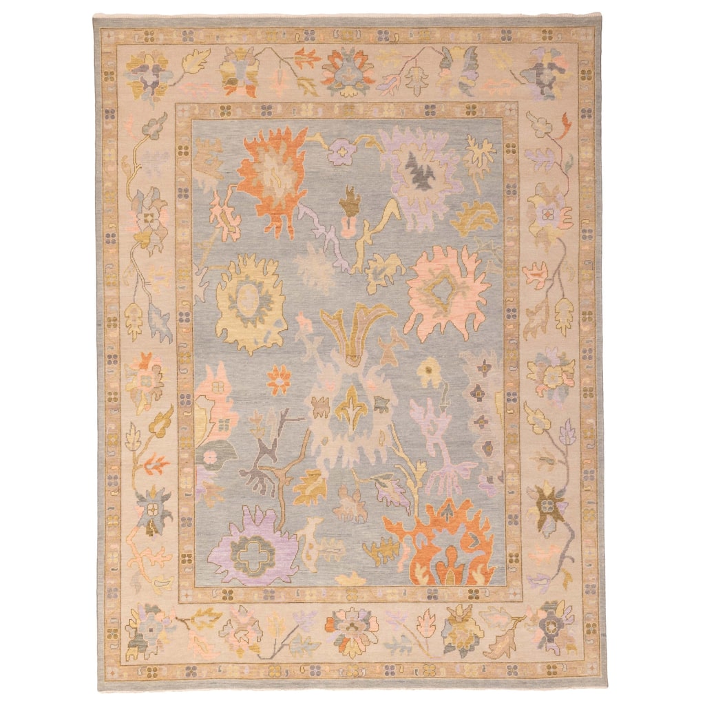 ECARPETGALLERY Hand-knotted Modern Oushak Light Denim Blue Wool Rug - 8'11 x 11'7