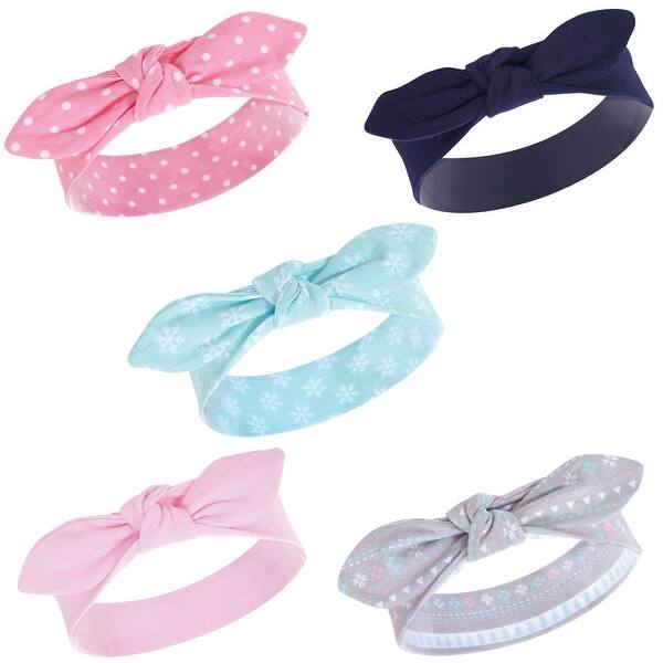 slide 1 of 1, Hudson Baby Infant Girl Cotton Headbands 5pk, Winter Holiday, 0-24 Months - Winter Holiday Winter Holiday - 0-24 Months