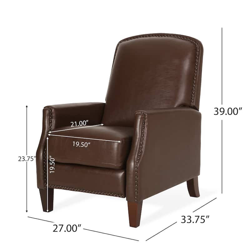 Adjustable Recliner Chair Faux Leather Armchair, Upholstered Recliner with Rivet Trim Single Sofa Accent Chair for Living Room