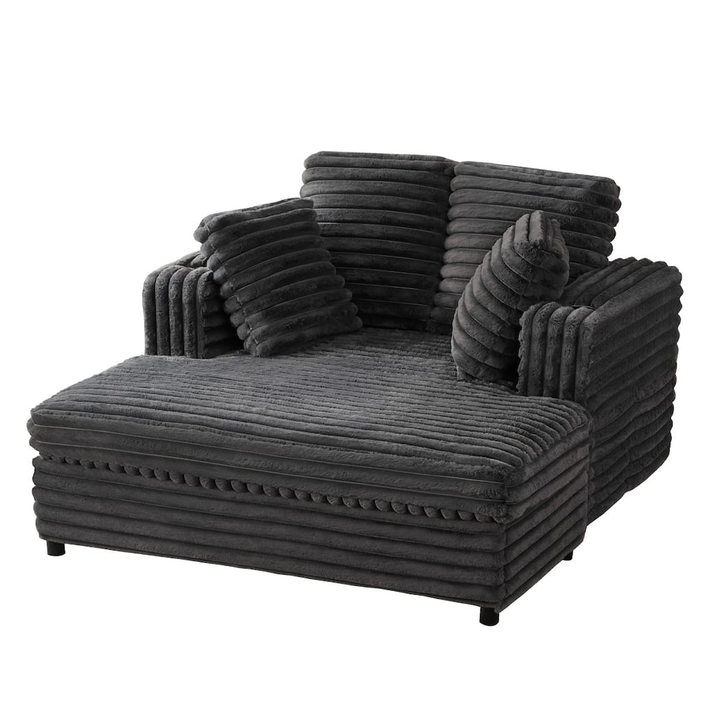 Chaise Lounge Chair with Side Pockets and USB Charging, Sofa Chair Accent Chair Reception Chair Reading Chair