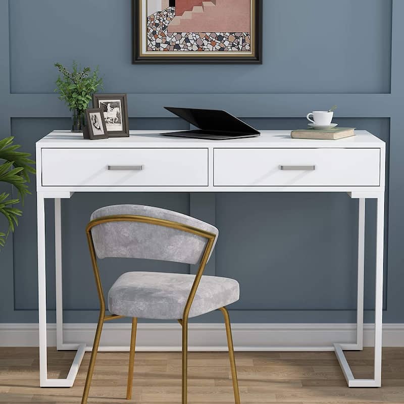Computer Writing Study Desk with 2 Drawers