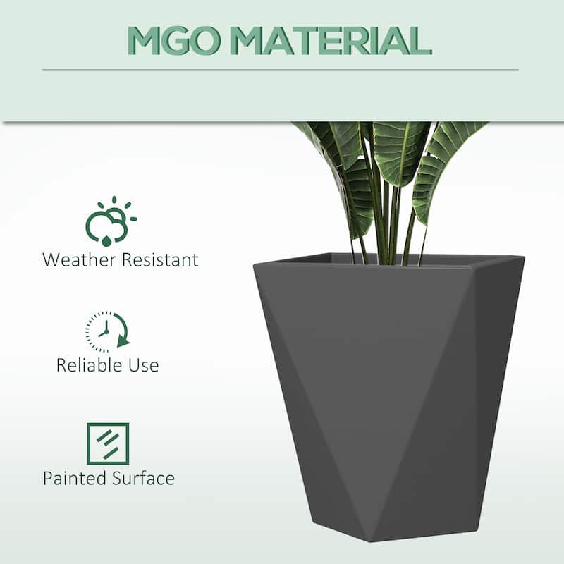 Outsunny 18", 15.25", 11.75" Tall Planters Set of 3, MgO Indoor Outdoor Planters with Drainage Holes, Stackable Flower Pots