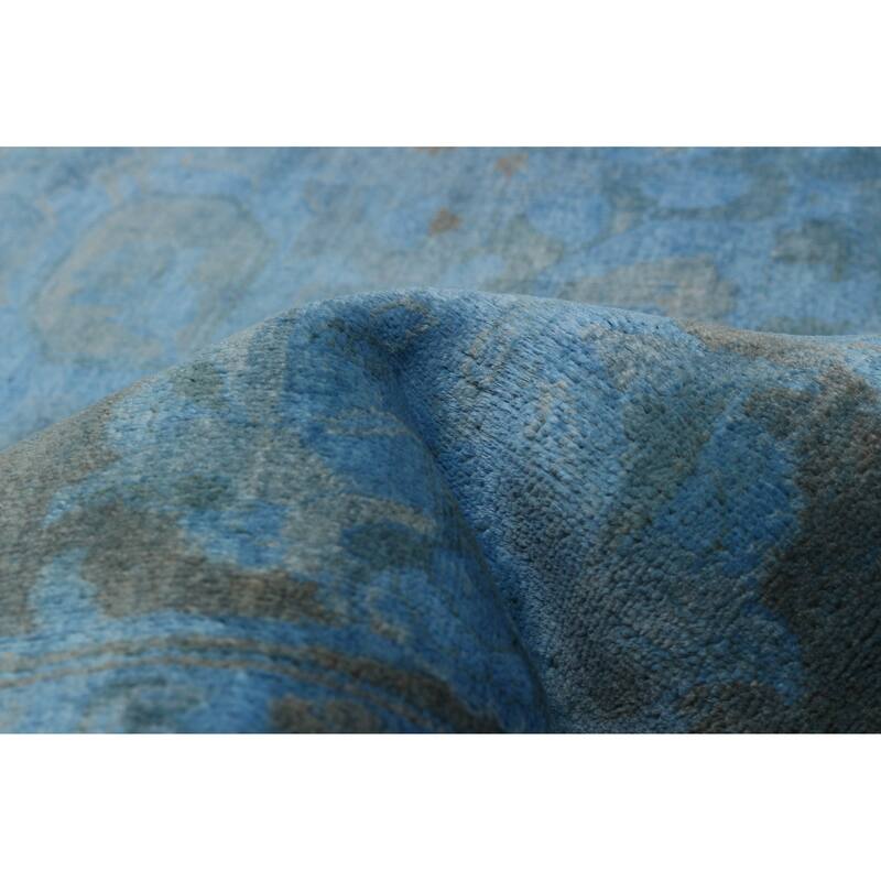 ECARPETGALLERY Hand-knotted Vibrance Blue Wool Rug - 6'1 x 8'9
