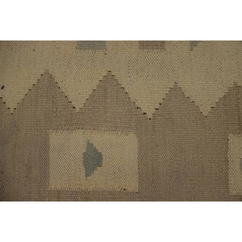 Hand Woven Oriental 100% Wool Carpet Southwestern Tribal Beige & Ivories Kilim Area Rug - 5' 9'' X 4' 1''