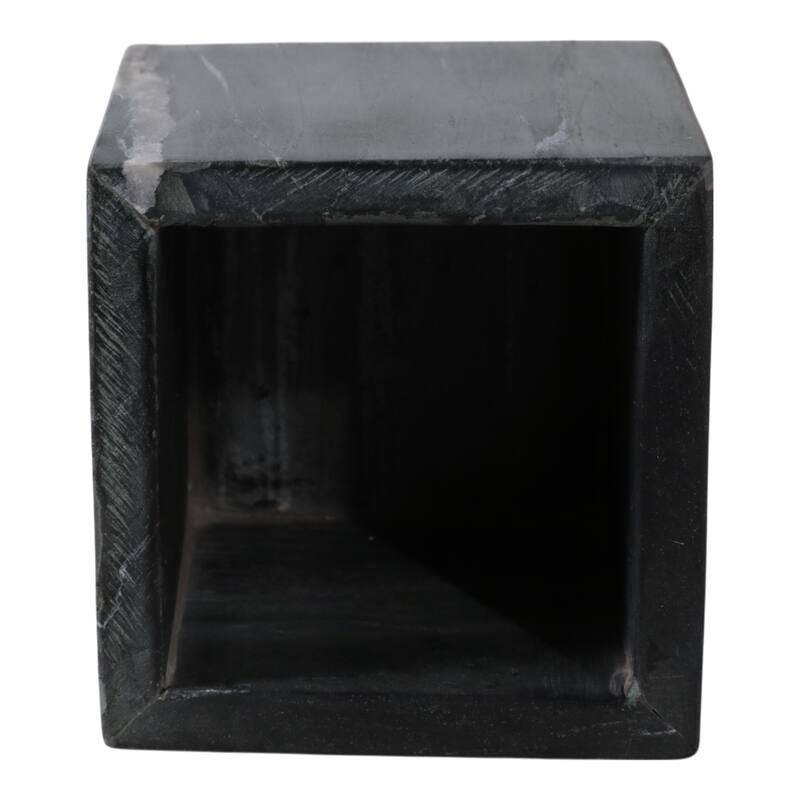 Marble Stone Storage Sculpted Design and Sleek Vertical Grooves - 4.0"