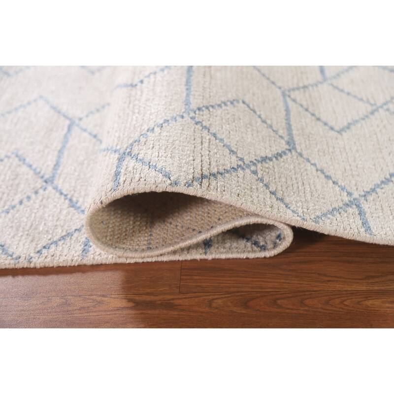All-Over Trellis Moroccan Oriental Area Rug Hand-Knotted Wool Carpet - 5'1"x 8'0"