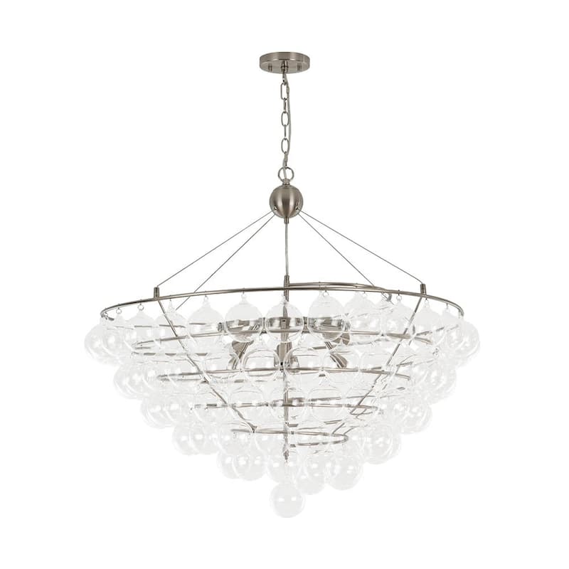 8-Light Helical Clear Glass Bubble Tiered Chandelier - N/A