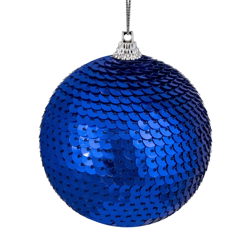 3" Blue Sequin Shatterproof Ball Christmas Ornament
