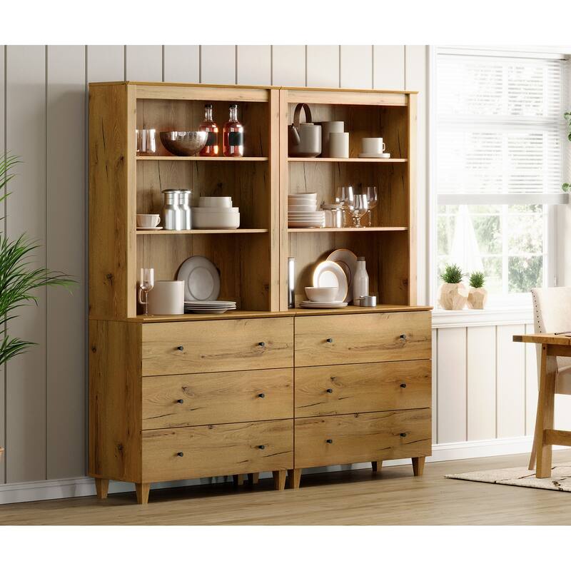 Modern 71" Tall Pantry Cabinet with Drawers & Adjustable Shelf for Kitchen