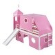 preview thumbnail 9 of 11, Twin Size Loft Bed with Slide Tent & Tower, Playhouse with Window,Pink