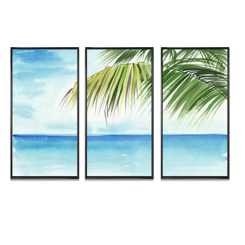 Designart "Palm Beach Resort At Dawn III" Nautical & Coastal Framed Art