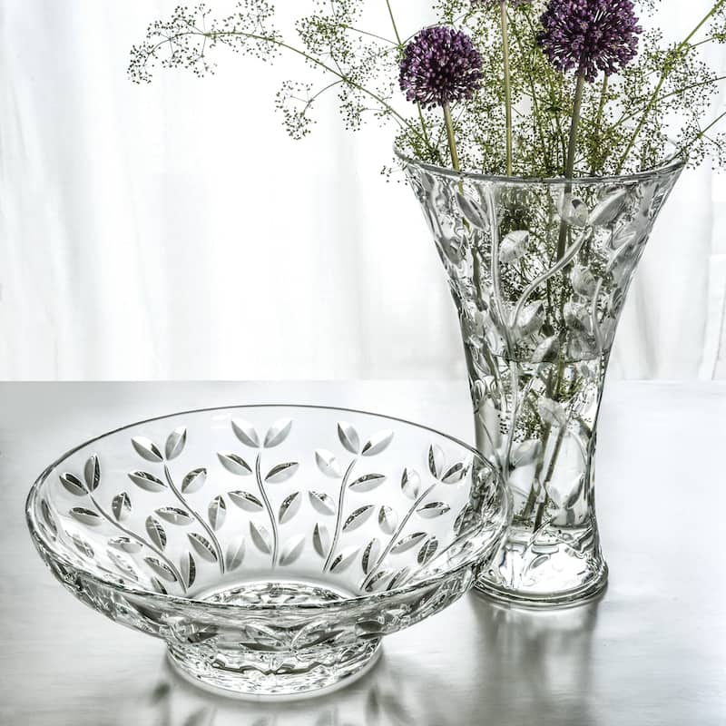 Majestic Gifts Inc Glass Vase-Cut Crystal Design-11.75" Height - 11.75" Height x 7.5" Diameter
