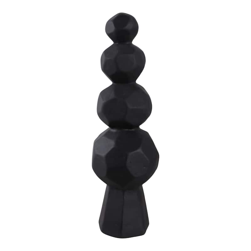 Pottery and Paper Mache Modern Geometric Sculpture with Stacked Design