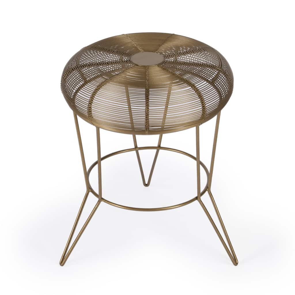 18 Inch Height Rustic Round Iron Side Table with Distressed Finish and 3-Leg Base for Living Room - 18"H x 15"L x 15"W