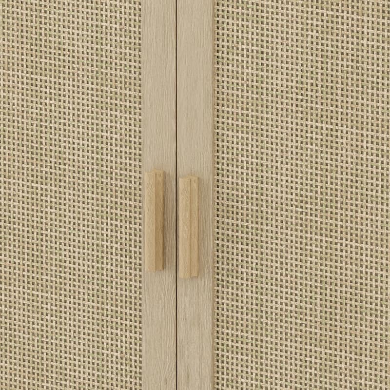 Functional 4-Door Rattan Decorative Storage Cabinet