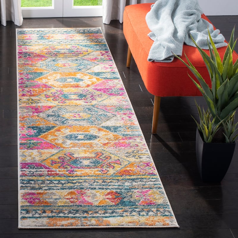 SAFAVIEH Madison Ryuko Boho Tribal Rug - 2'3" x 6' Runner - Blue/Fuchsia