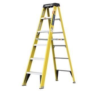 Yellow Non-Conductive Fibreglass 6 Steps Single-Sided Ladder 300 LBS ...