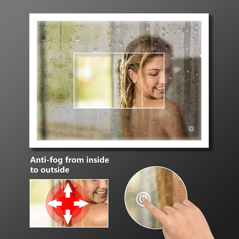 LED Bathroom Vanity Mirror Wall Mounted Dimmable Anti-Fog Mirror Vertical & Horizontal Hang