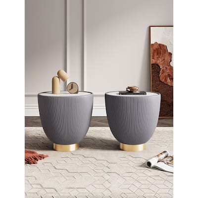 Manhattan Comfort Modern Anderson 2.0 Upholstered End Table Set
