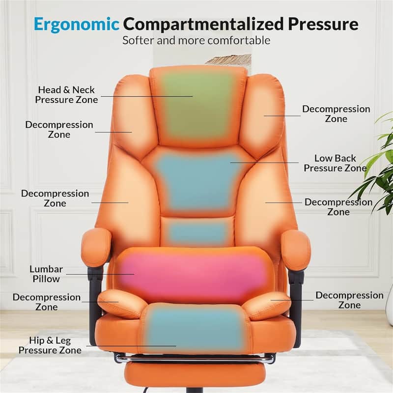 Office Chair with Foot Rest, Executive Office Chair with Arms
