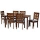 preview thumbnail 12 of 13, Abigail Modern styled Fabric and Wood Dining Set Grey, Walnut Brown - 7-Piece