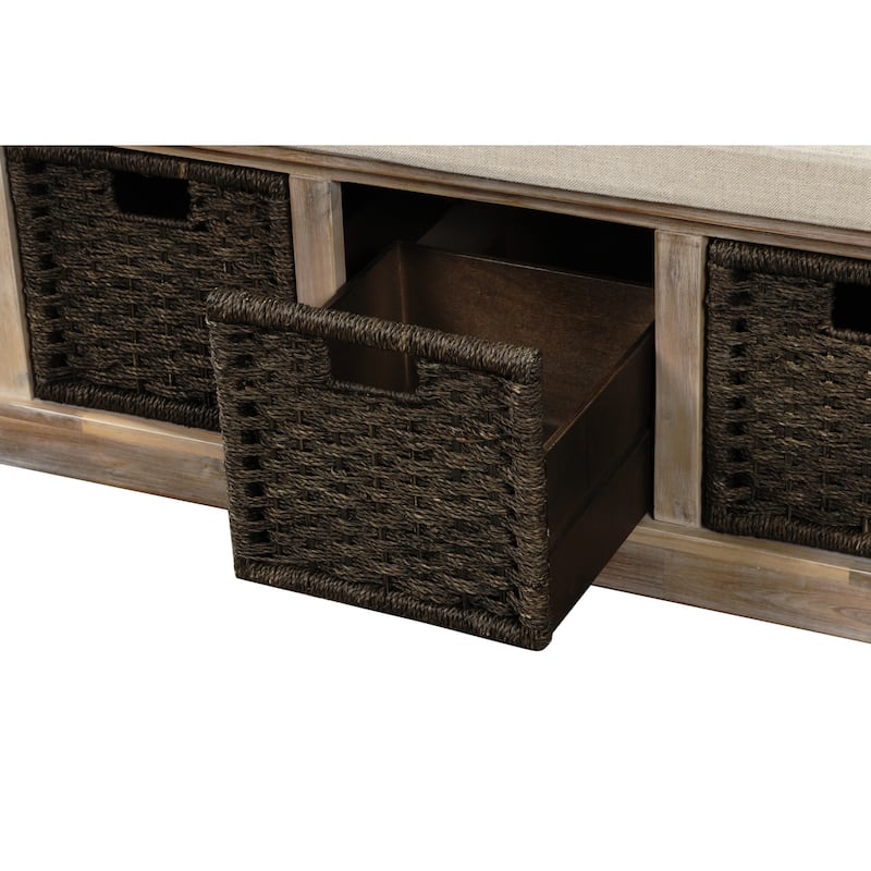 Nestfair Entryway Storage Bench with Cushion and Basket