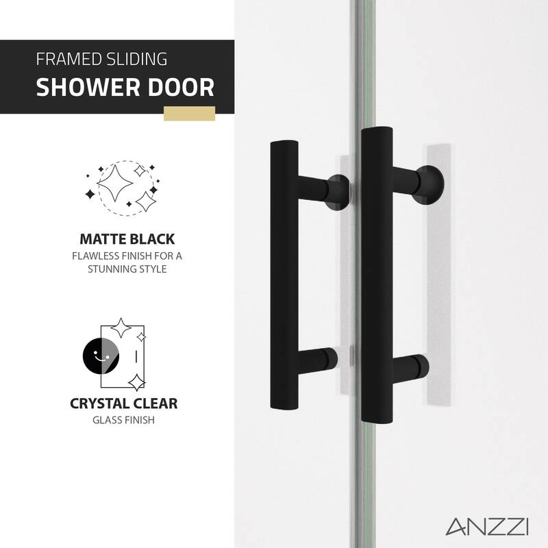 Romance Series 59 to 60 in. x 70 in. H Sliding Framed Shower Door in Multiple Finishes with Tsunami Guard Tempered Clear Glass