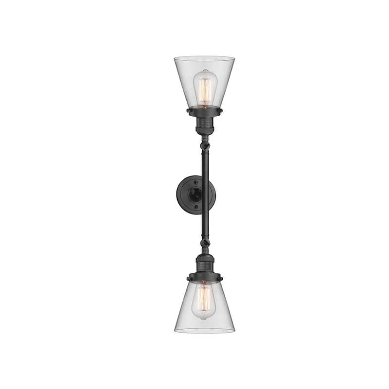 Innovations Lighting Small Cone 2 Light 23" Wide Bathroom Vanity Light - Oil Rubbed Bronze / Clear