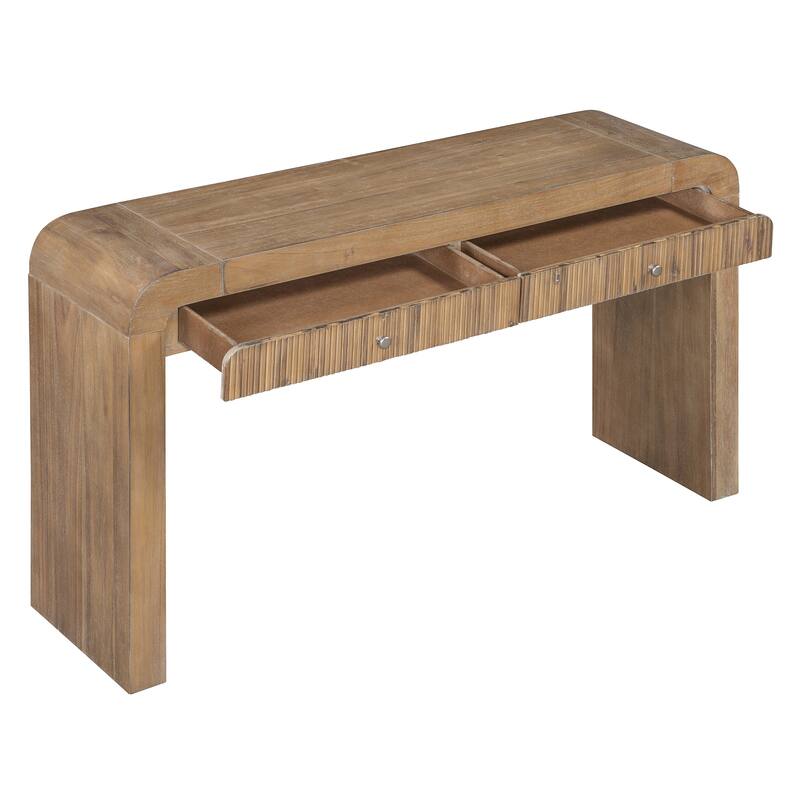 Wood Console Table Rectangular Sofa Table Behind Couch Table with 2 Drawer, Narrow Entryway Table Accent Table for Living Room