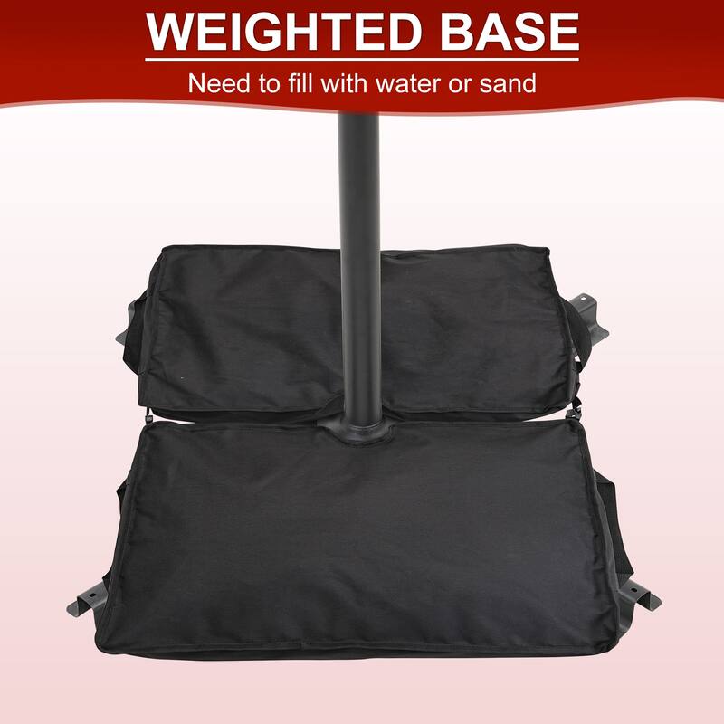 Ainfox 10 ft. Patio Offset Solar LED Umbrellas Cantilever Outside Umbrellas with Base