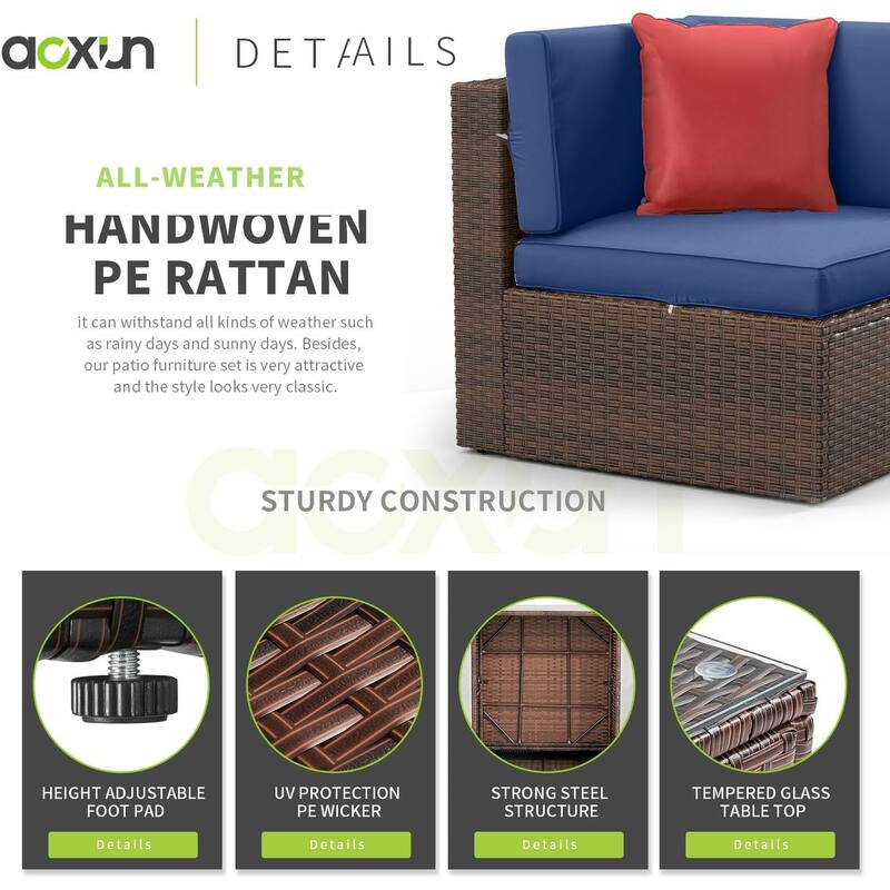 Patio Furniture 8 Pieces Outdoor Furniture Set with 40" Fire Pit Table