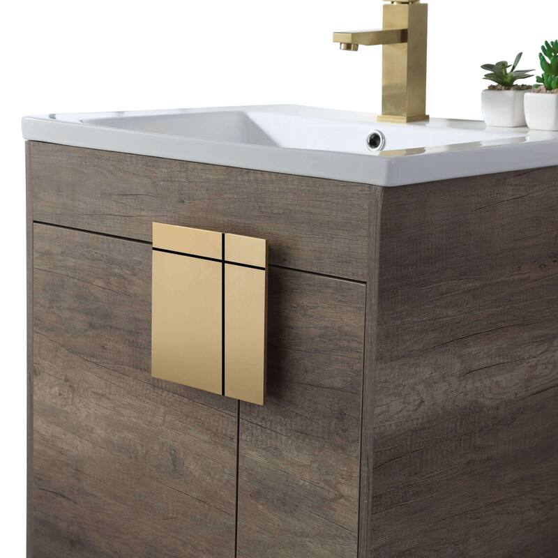 Modern Bathroom Vanity Set, Vitreous China Double Sink Top 48"