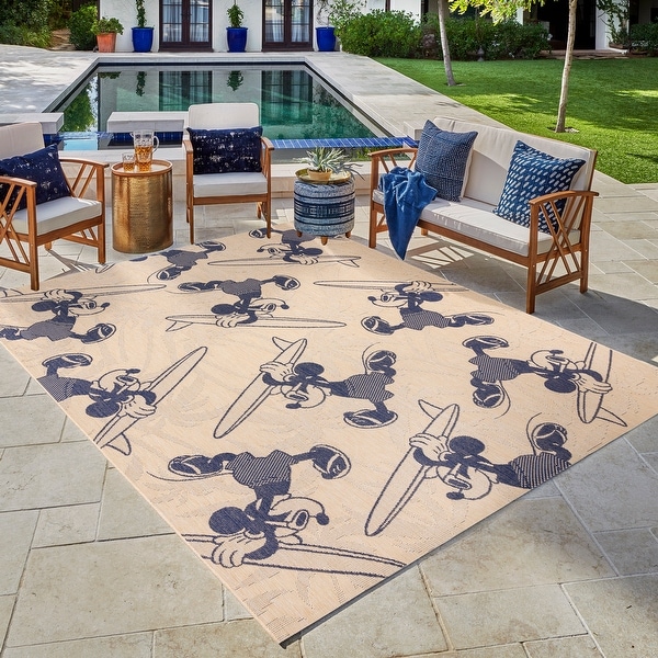 Disney Licensed Mickey Mouse Indoor Outdoor Flatweave Area Rug