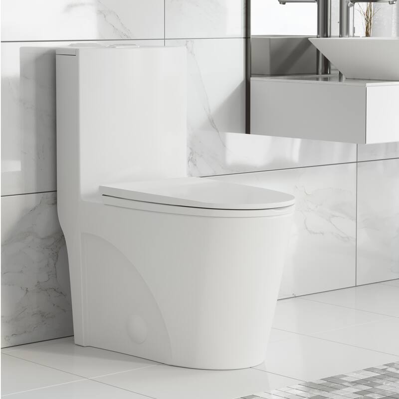 Angers One-Piece Elongated Toilet, 14" Rough-In 1.1/1.6 Gpf - 27.35" x 15.75" 30.3"
