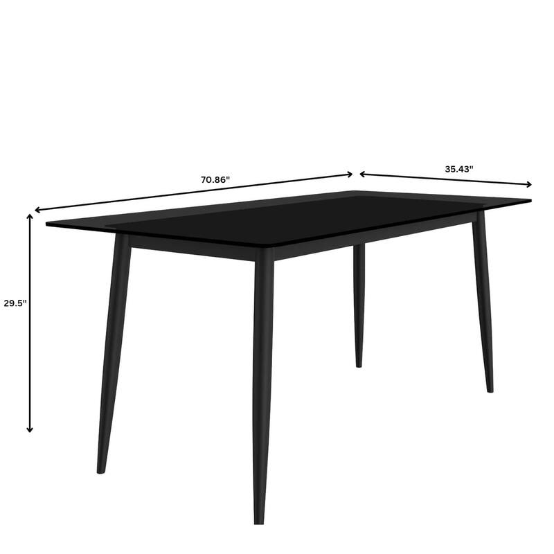 Zayle Rectangular Dining Table with Glass/Sintered Stone Tabletop in Steel