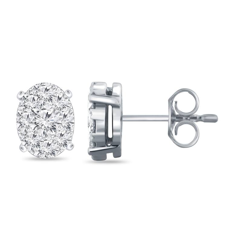 Auriya 14k Gold 3/4ctw Oval Pave Diamond Stud Earrings