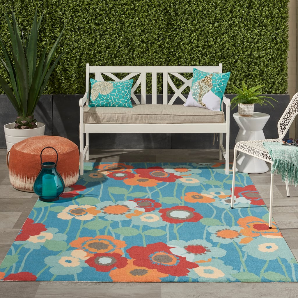 Waverly Sun N' Shade Floral Transitional Indoor/Outdoor Area Rug