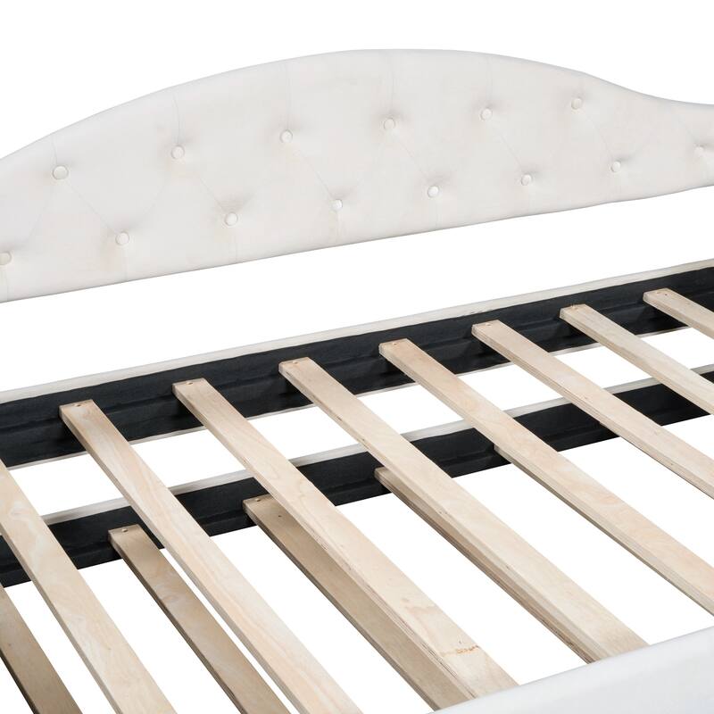 Tufted Upholstered Daybed with Trundle, USB and Type-C Charging Ports