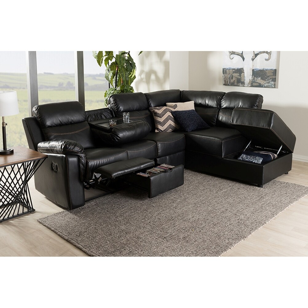 Faux leather best sale sectional recliner